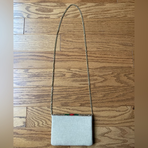 Beaded Gold Clutch with Bee Design and Red & Green Stripe - Picture 4 of 4